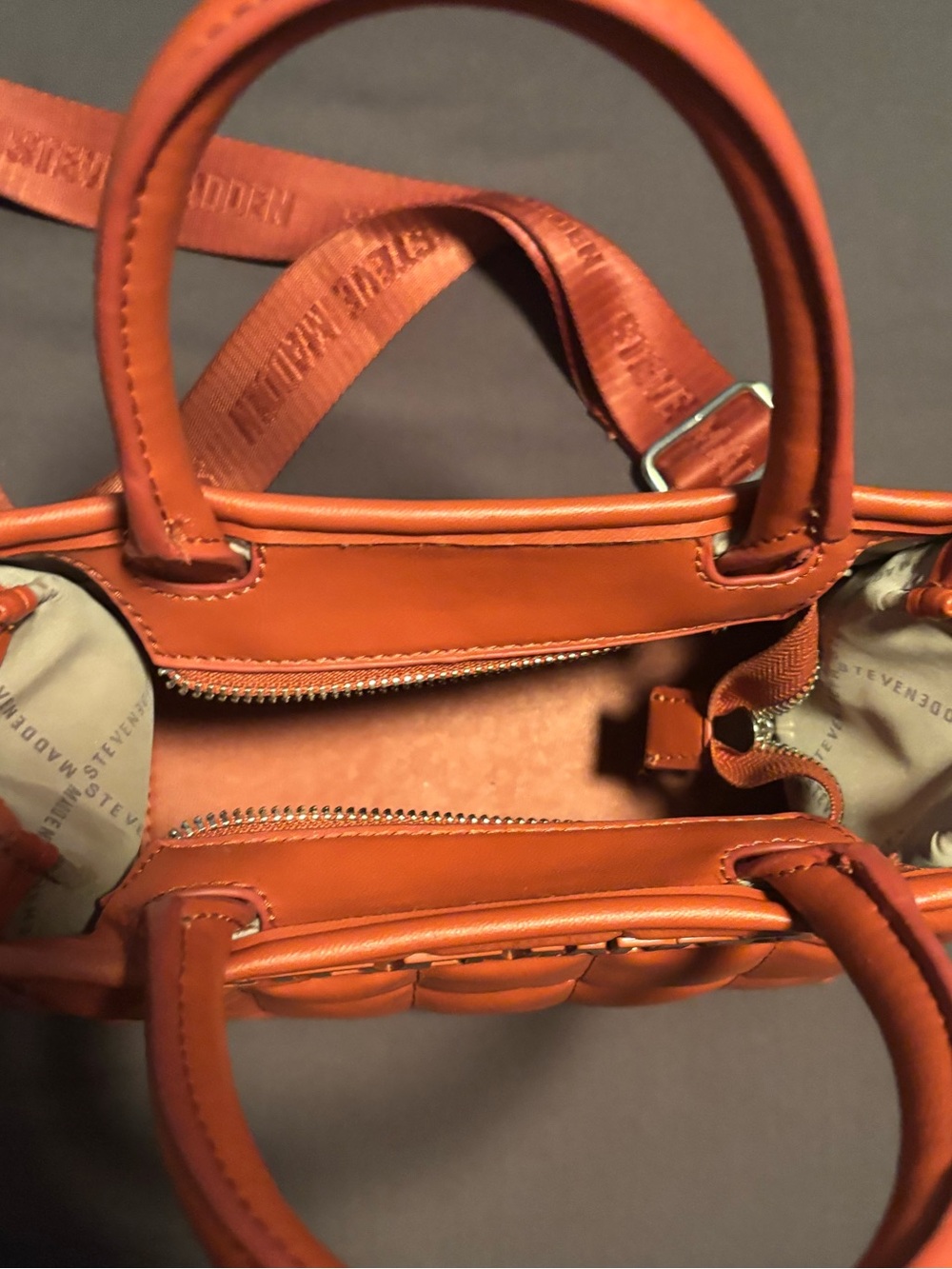 Rust-orange Quilted purse - Brown Plaid purse Included - Picture 7 of 9